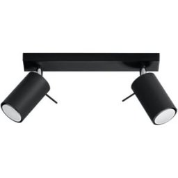Wonderlamp Lámpara de techo negro 2 focos cilíndricos estilo industrial