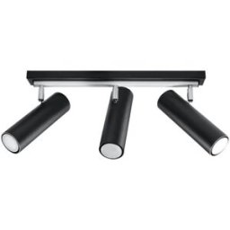 Wonderlamp Lámpara de techo negro y cromo con 3 focos orientables