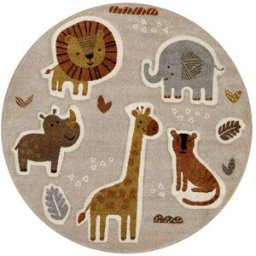 Smart Kids Alfombra infantil con diseño de animales de la sabana beige ø120
