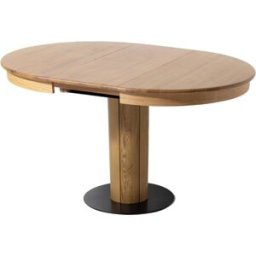 WOODEK Mesa de comedor ø120 cm, extensión 40 cm, roble macizo, acabado mate
