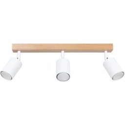 Wonderlamp Lámpara de techo de madera con 3 focos orientables blanco