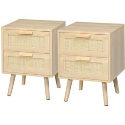 Maison Chic Juego de 2 mesitas de noche de madera natural 40x40x56 cm