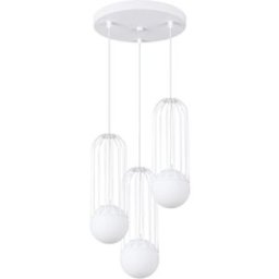 Wonderlamp Lámpara colgante con estructura redondeada y 3 esferas de cristal