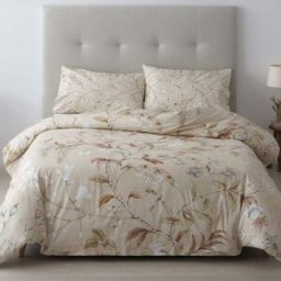 Manterol Juego funda nórdica algodón estampado floral beige - CAMA 135/140cm