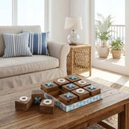 NIYLO Conjunto de mesa de tres en raya de mango azul 20x20x5 cm