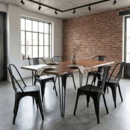 NIYLO Mesa de comedor de acacia marrón 180x91x76 cm