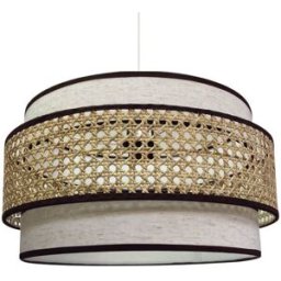 Wonderlamp Lámpara de techo con pantalla de lino y rafia fabricadas a mano marrón