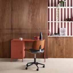 sweeek Escritorio de acero laminado, 1 cajón, terracotta