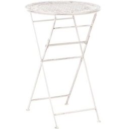 Beliani Mesa redonda de metal beige 2 personas