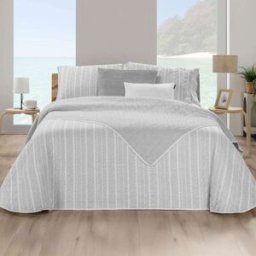 Manterol Colcha bouti reversible estampado rayas gris - summer 180cm