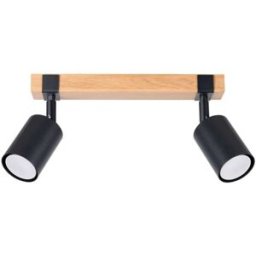 Wonderlamp Lámpara de techo lineal de madera con 2 focos negro
