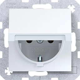 HAGER WAS1110WG - Zócalo de contacto protector con tapa abatible, blanco brillante