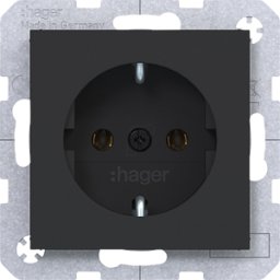 HAGER WAS1100BM - Zócalo de contacto protector, A.x/c.x, noche negro mate