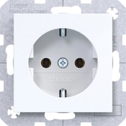 HAGER WAS1100WG - Zócalo de contacto protector, A.x/c.x, blanco brillante