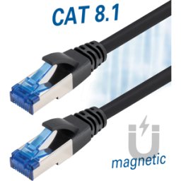 MAXTRACK TM TI 58-1 - Cat. 8.1 S/FTP Patch cable, 1 m, magnetic, black