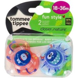 Tommee tippee tommee tippee chupete fun style sili redon 18-36 m 2 un nino