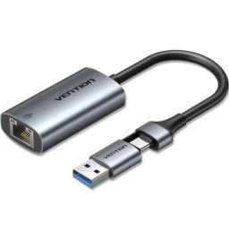 Adaptador Vention CFQHB USB-C USB-A a Gigabit Ethernet 1000Mbps Gris