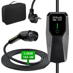 JUNSUN Cargador Portátil Coche Eléctrico Tipo 2 3,68 kW 16 A 4 m Schuko IP67