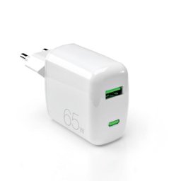 Cargador PURO 65W GaN USB-C USB-A Carga Rápida Blanco