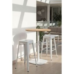 RegalosMiguel Mesa Alta Sunset White 60 cm - Madera Natural