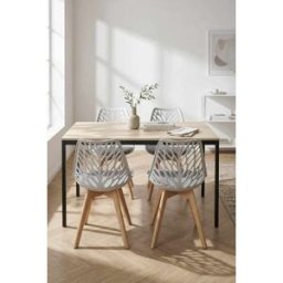 RegalosMiguel Mesa Black Rectangular Dino 100x60 cm - Madera Natural
