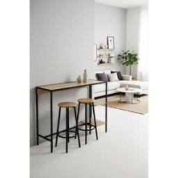 RegalosMiguel Set Bar Mesa Alta + 2 Taburetes Loku - Negro