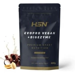 HSN Evopro vegan (mezcla proteínas premium) + DigeZyme® 500g chocolate y cacahuete - Proteínas Liberación Secuencial - Polvo - 14 Servicios