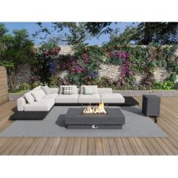 Unique Mesa brasero rectangular de gas de MGO - Gris - Quemador rectangular - SEROZA