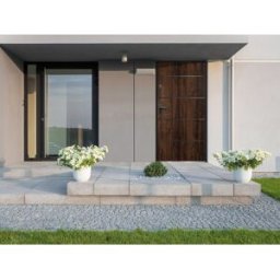 Unique Puerta de entrada de acero maciza e inox - Alt. 207 x An. 100 cm - Natural oscuro - Grosor 55 mm - Apertura derecha - NAXARA