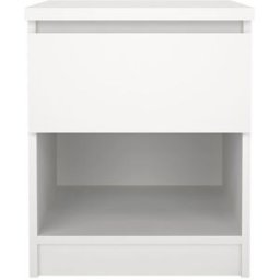 ebuy24 Mesita de noche naia 1 cajón, 1 estante color blanco