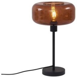QAZQA Lámpara mesa retro negra cristal bronce