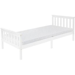 ML-Design Estructura de cama 90 x 200 x 16 cm madera maciza blanco con colchón