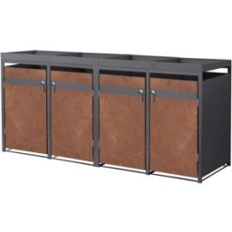 ML-Design Cobertizo para 4 cubos de basura 240l acero antracita acabado óxido