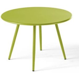Oviala Mesa de jardín redonda de metal verde 50 cm
