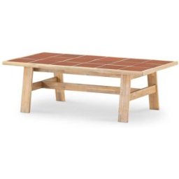 Defora Home Mesa baja jardin 125x65 de madera y ceramica terracota