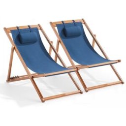 Oviala Juego de 2 sillas de madera de eucalipto bleu