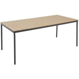 Oviala Mesa de jardín de 180 x 90 cm de metal y polywood gris