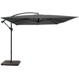 Oviala Parasol desplazado de 3x3m y 4 losas para llenar en acero gris