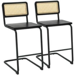 Oviala Juego de 2 silla altas negras de metal y madera