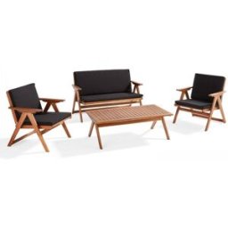Oviala Sala de jardín plegable de 4 plazas de madera