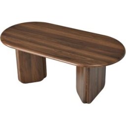 MODFU Mesa de centro ovalada con patas redondeadas 99x50x40 cm nogal