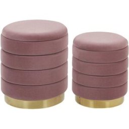 Beliani Conjunto de 2 pufs con almacenaje terciopelo rosa