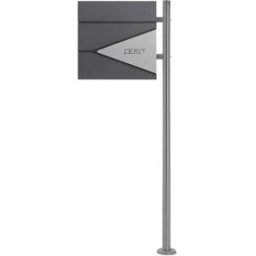 ML-Design Buzón para cartas de acero + soporte lateral plateado