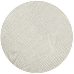 Wecon Home Alfombra redonda crudo diseño tufting a mano en relieve 180 rd.