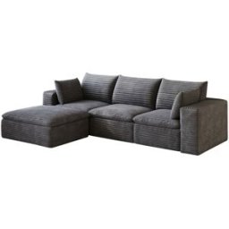 MODFU Sofá modular con espuma de 260x160x82 cm, gris oscuro