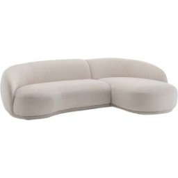 Oviala Sofá esquinero derecho de 3 plazas con chaise longue, crema