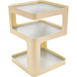 sweeek Mesa auxiliar de diseño metálico beige 3 niveles