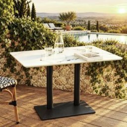 MACABANE Conjunto n.º 1: mesa de bistró rectangular de 120 x 70 cm de cerámica