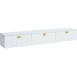 Oviala Mueble de tv de pared moderno de 200 cm en blanco