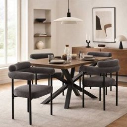 Meubles Cosy Juego de 4 sillas, asientos redondos cómodos en gamuza gris oscuro